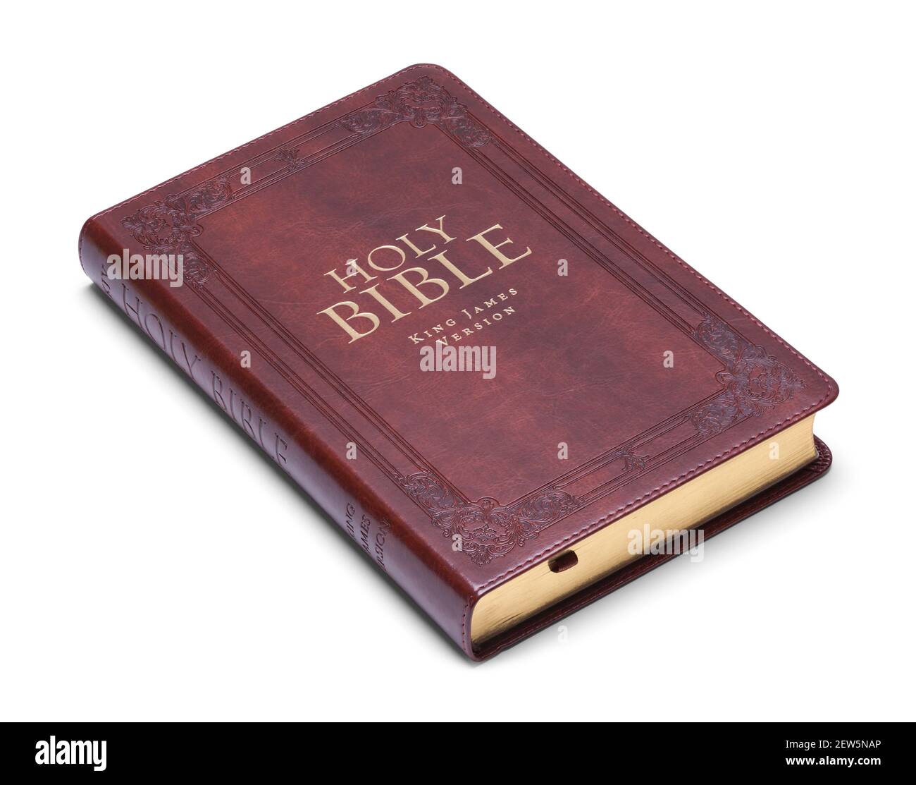 Pelle legata Re Giacomo versione della Bibbia tagliato. Foto Stock