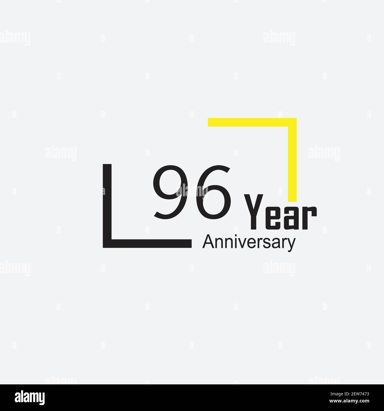 stile logotipo di 96 anni con scrittura a mano colore dorato per evento di celebrazione, matrimonio, biglietto di auguri e invito Illustrazione Vettoriale