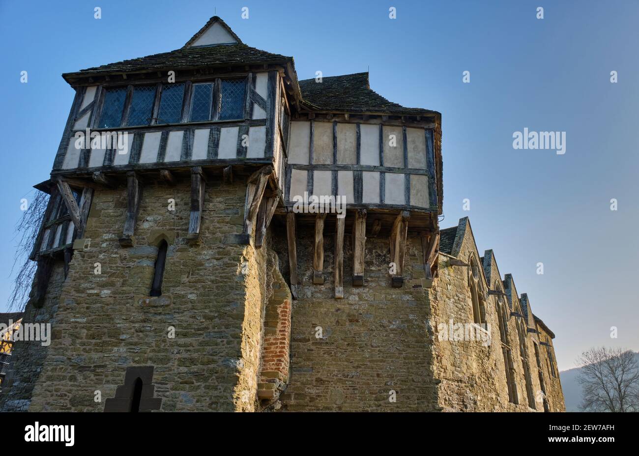 Castello di Stokesay, Stokesay, Craven Arms, Shropshire Foto Stock