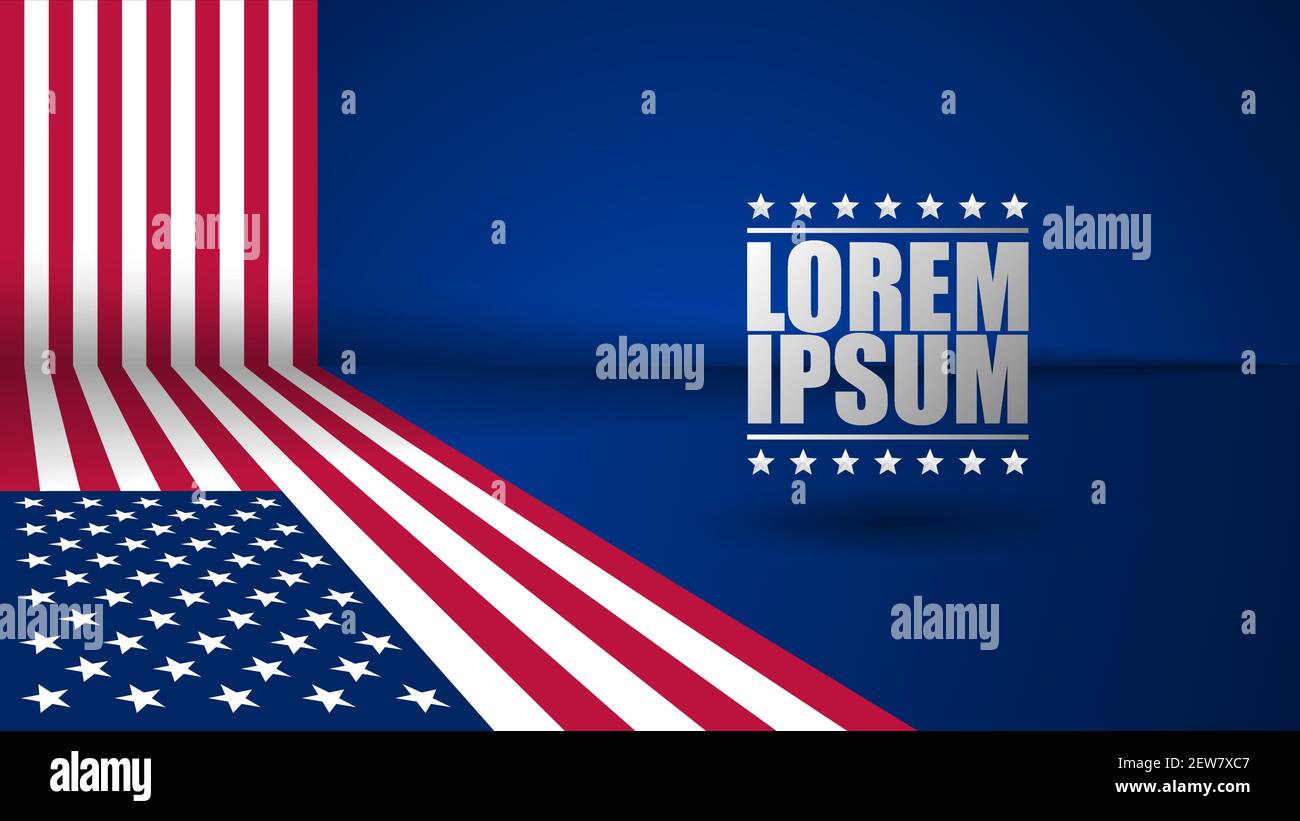 Sfondo EPS10. Sfondo patriottico 3D con colori US flag. Perfetto per qualsiasi utilizzo. Illustrazione Vettoriale