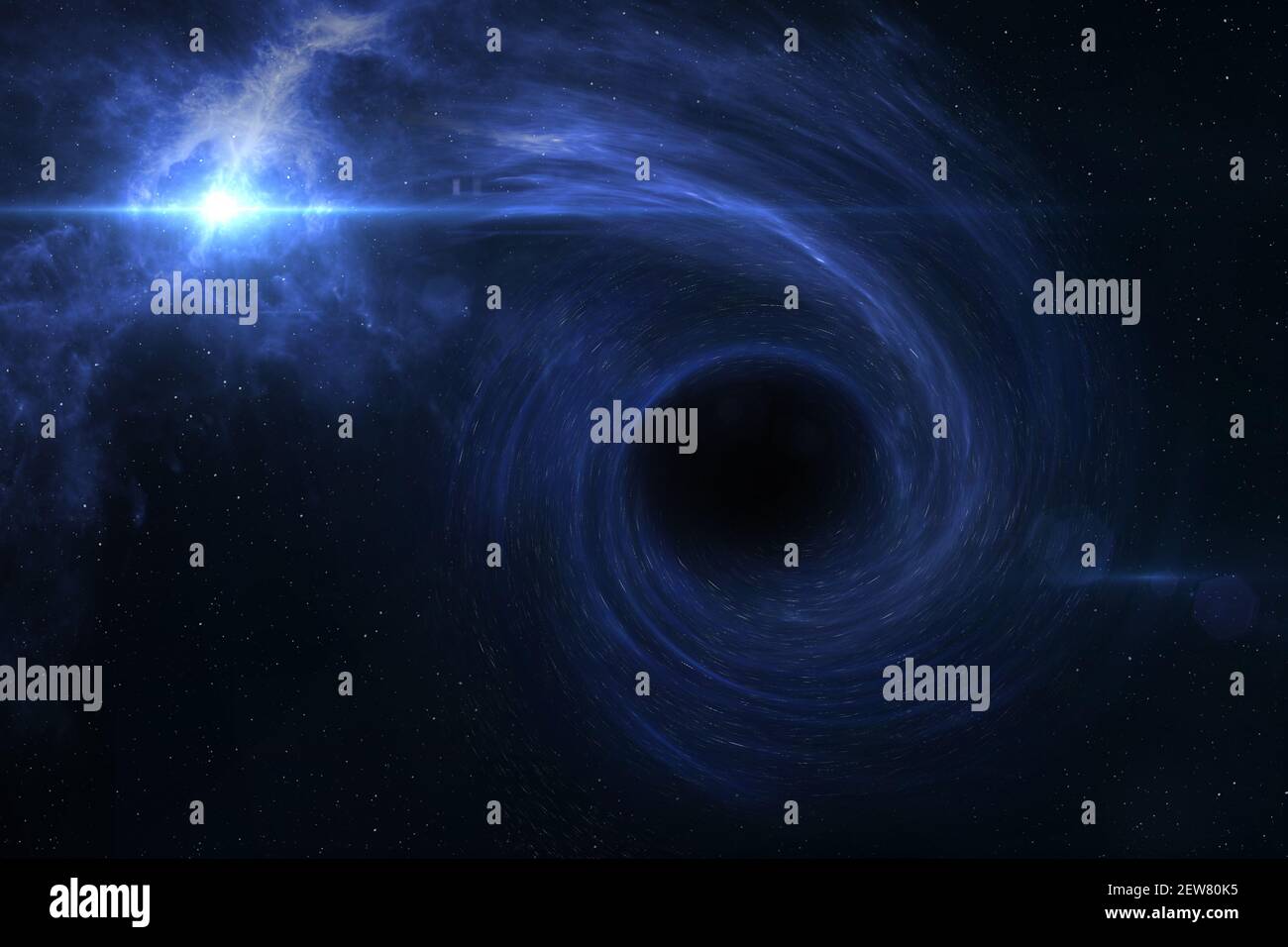 Black Hole divora Star. Buco nero, nebulosa e galassia in profondo spazio esterno. Carta da parati fantascientifica. Elementi di questa immagine forniti dalla NASA. Foto Stock
