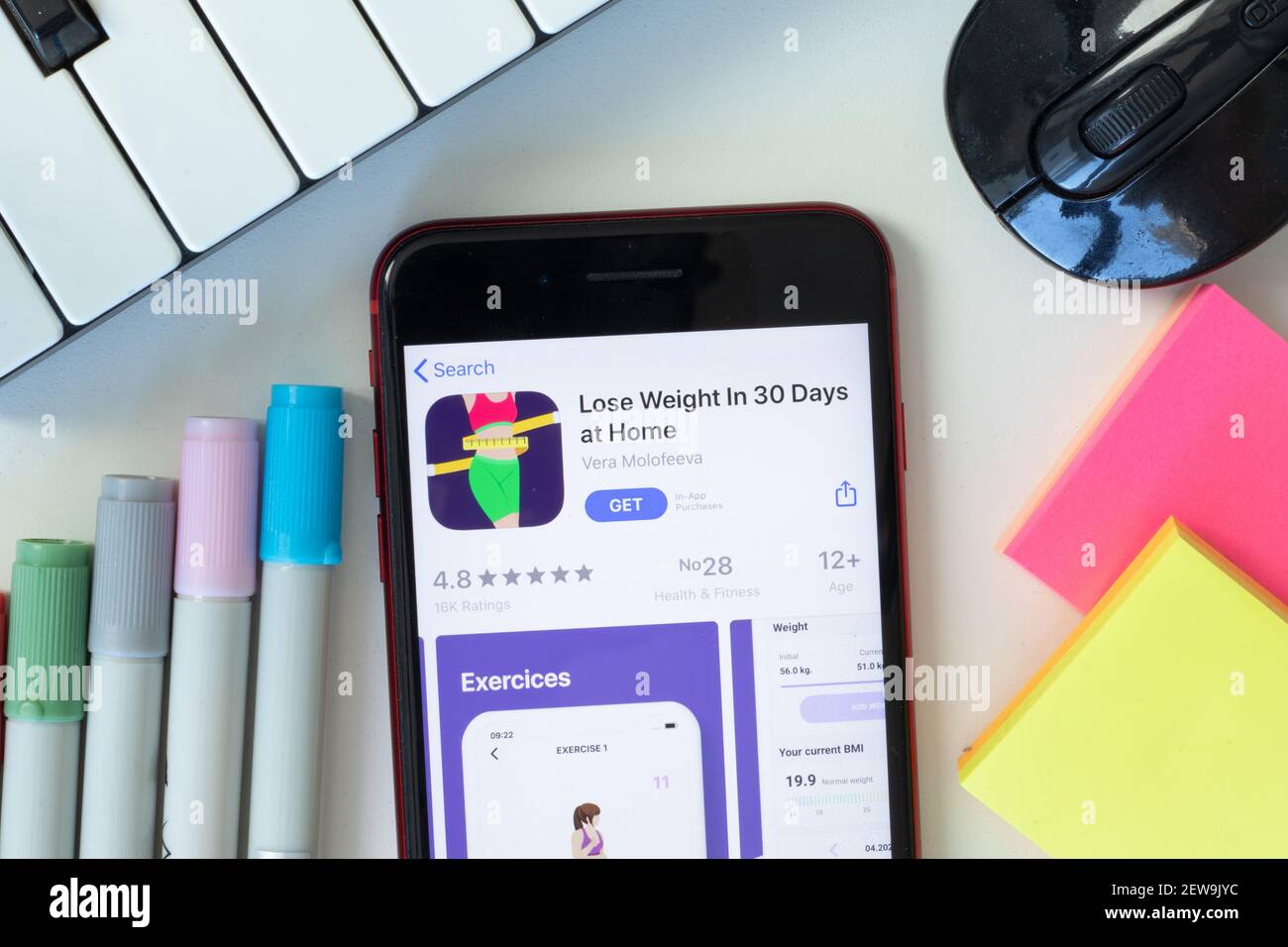 New York, USA - 2 marzo 2021: Perdere peso in 30 giorni a Home icona app mobile sullo schermo del telefono, editoriale illustrativo Foto Stock