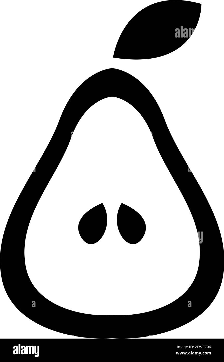 Pera a metà, illustrazione, vettore su sfondo bianco. Illustrazione Vettoriale