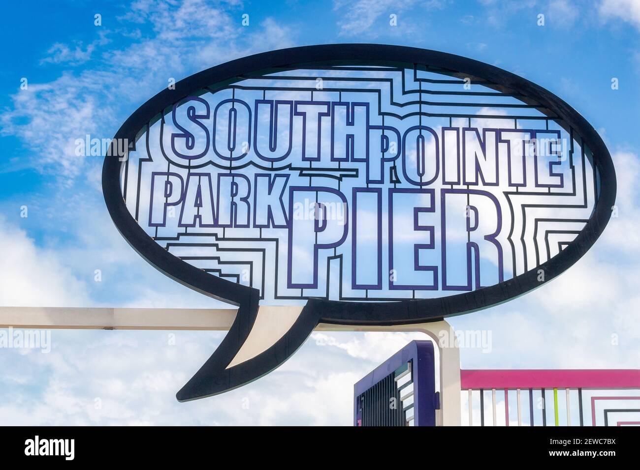 South Pointe Park Pier, Miami, Florida, Stati Uniti Foto Stock