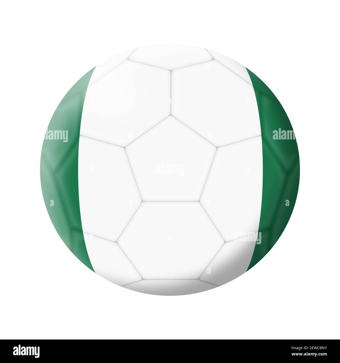 Nigeria calcio palla calcio 3D illustrazione isolato su bianco con tracciato di ritaglio Foto Stock