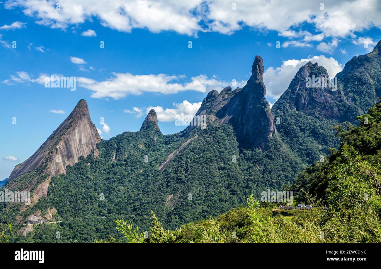 God´s Finger Peak nei Monti Teresopolis, Rio de Janeiro, Brasile Foto Stock