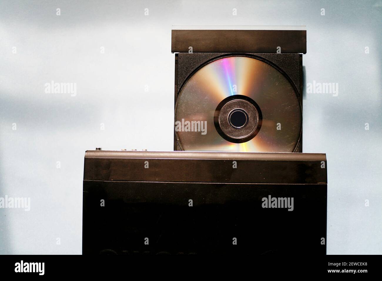 primo piano del lettore vcd o dvd con vassoio aperto Foto Stock