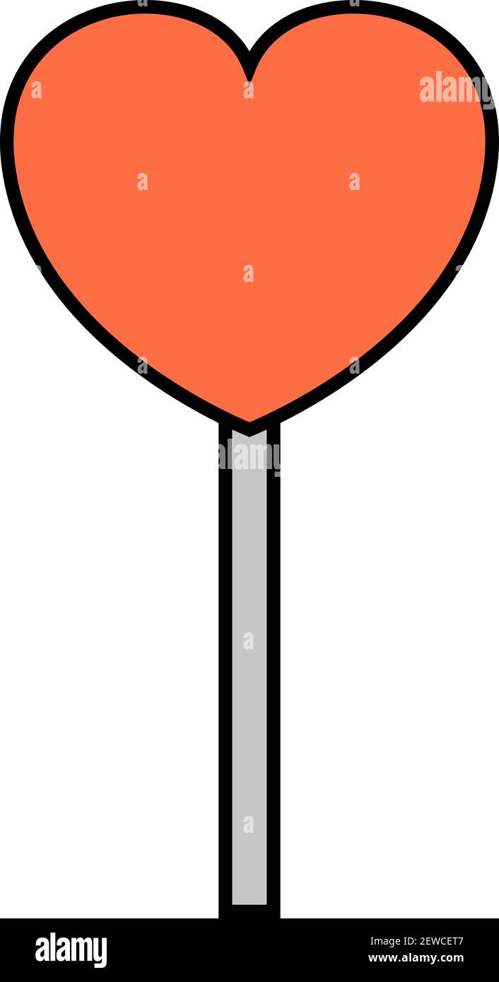 lipop a forma di cuore, illustrazione, vettore su sfondo bianco. Illustrazione Vettoriale