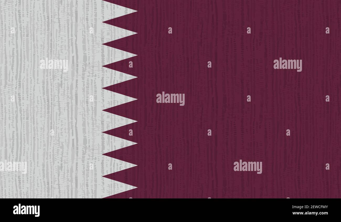 Bandiera del Qatar con texture grunge ondulata. Sfondo vettoriale. Illustrazione Vettoriale