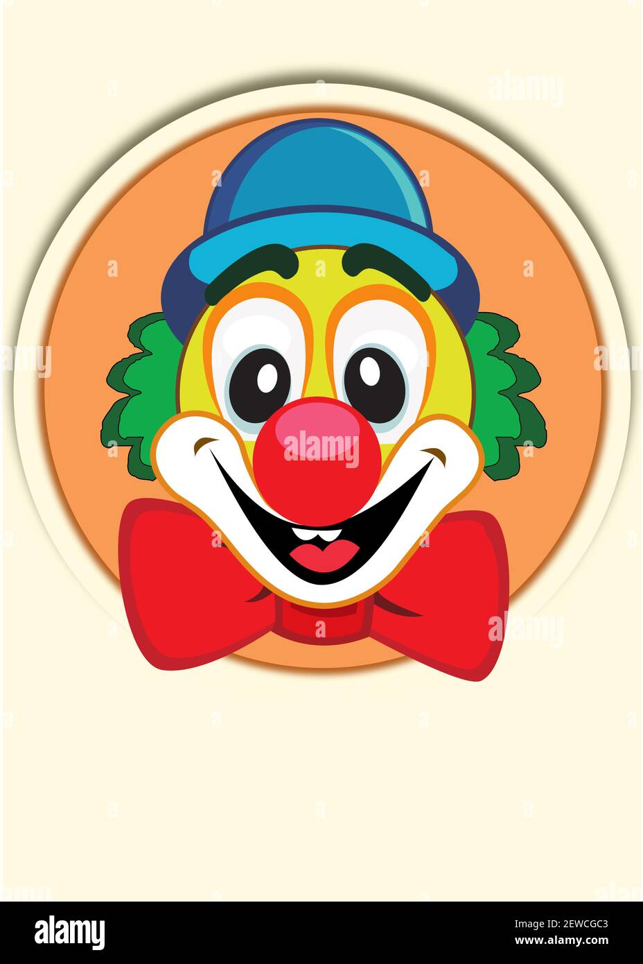 Icona di un primo piano del volto di un clown ridente. Illustrazione vettoriale Illustrazione Vettoriale