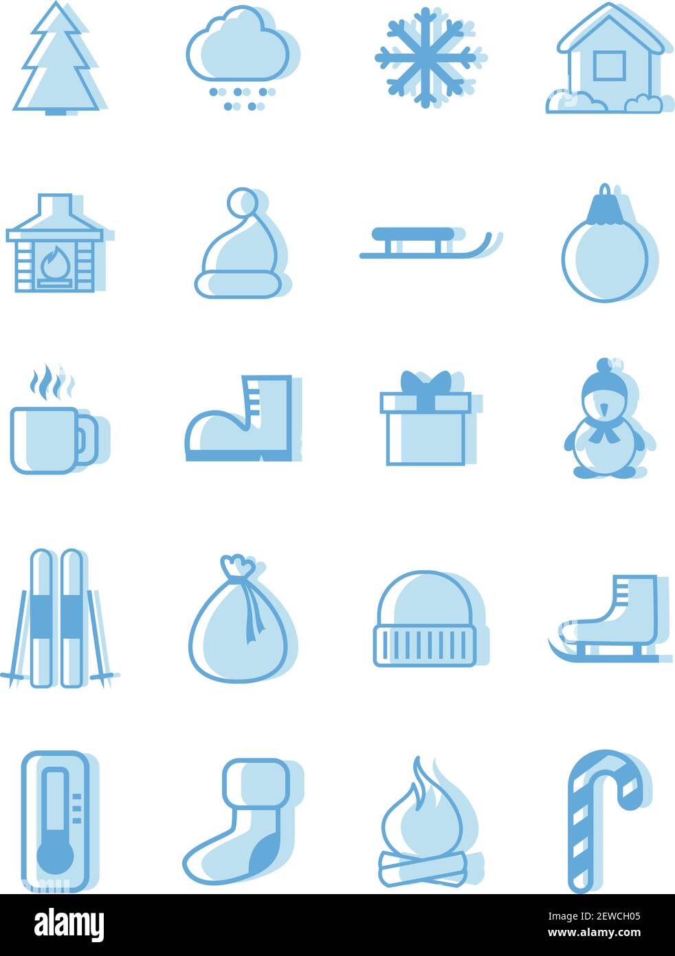 Pacchetto invernale, illustrazione, vettore su sfondo bianco. Illustrazione Vettoriale