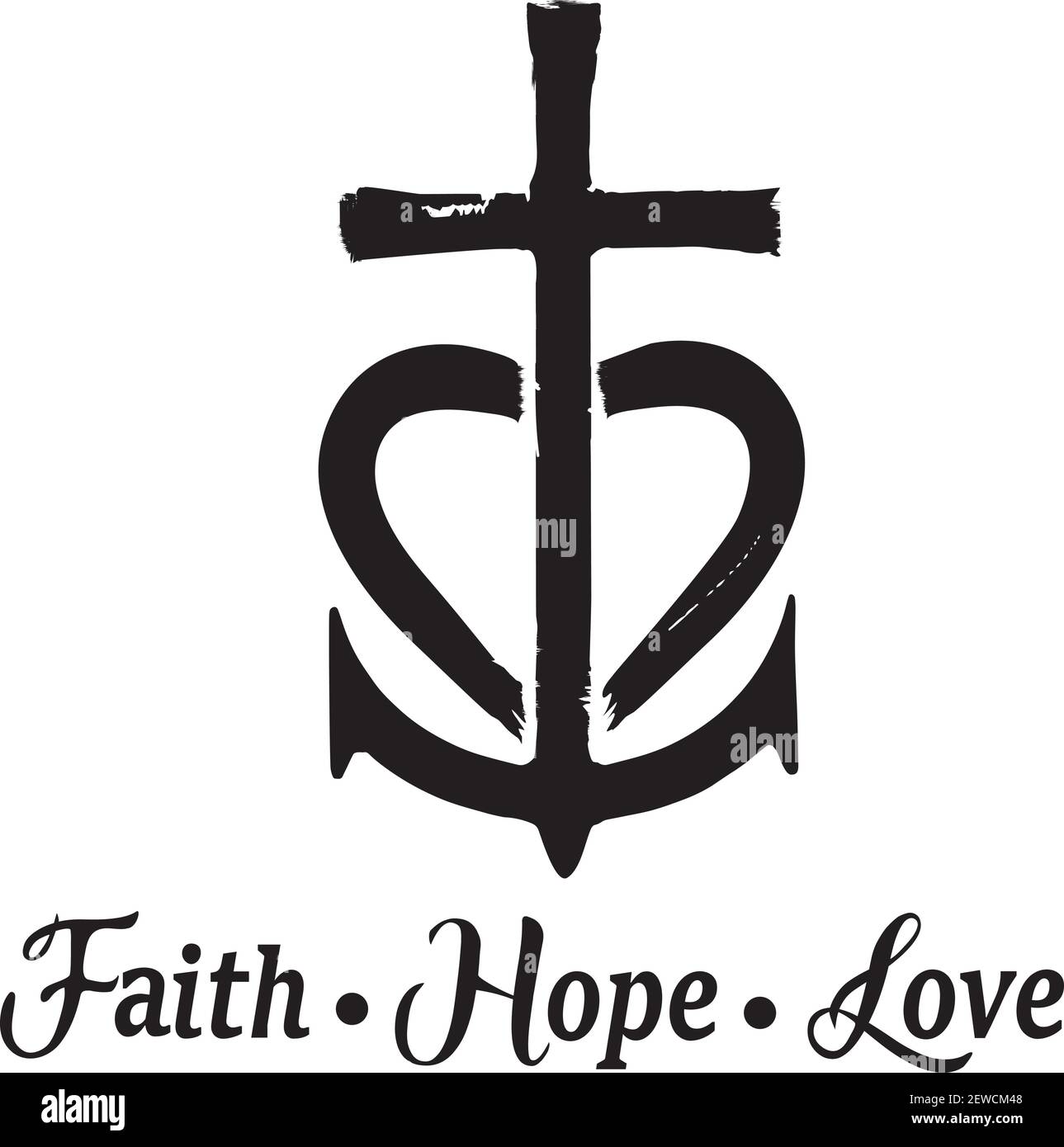 illustrazione vettoriale dei simboli di fede, speranza, amore. Fede cristiana background. Illustrazione Vettoriale