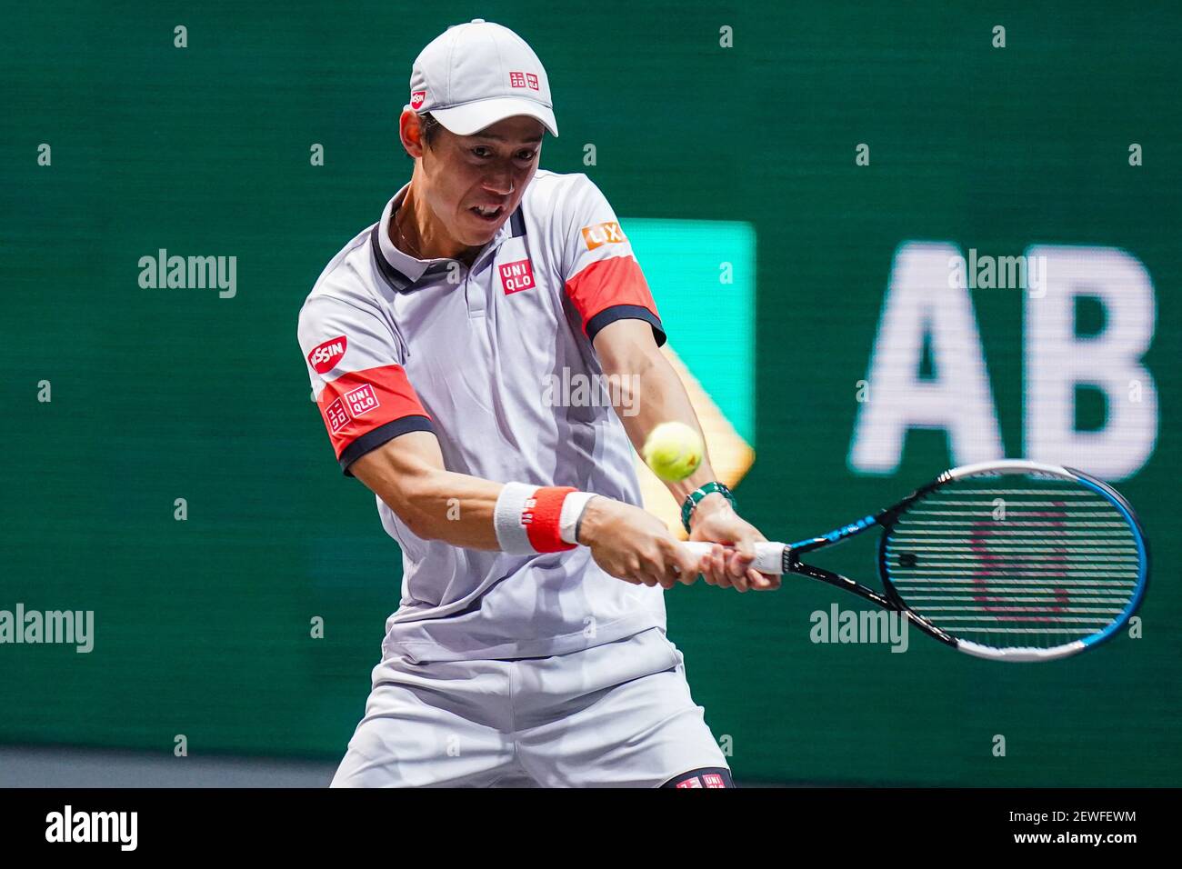 Kei Nishikori del Giappone durante il torneo mondiale di tennis ABN AMRO 2021, torneo ATP 500 il 1 marzo 2021 al Rotterdam Ahoy di Rotterdam, Paesi Bassi - Photo Henk Seppen / Orange Pictures / DPI / LiveMedia Foto Stock
