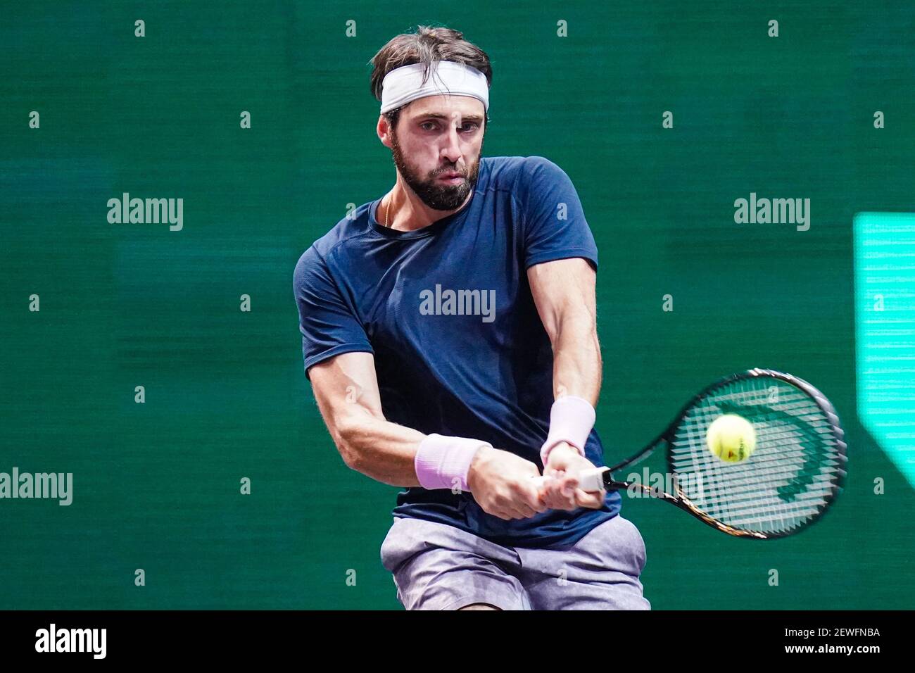 Nikoloz Basilashvili della Georgia durante il torneo mondiale di tennis ABN AMRO 2021, torneo ATP 500 il 1 marzo 2021 al Rotterdam Ahoy di Rotterdam, Paesi Bassi - Photo Henk Seppen / Orange Pictures / DPPI / LiveMedia Foto Stock