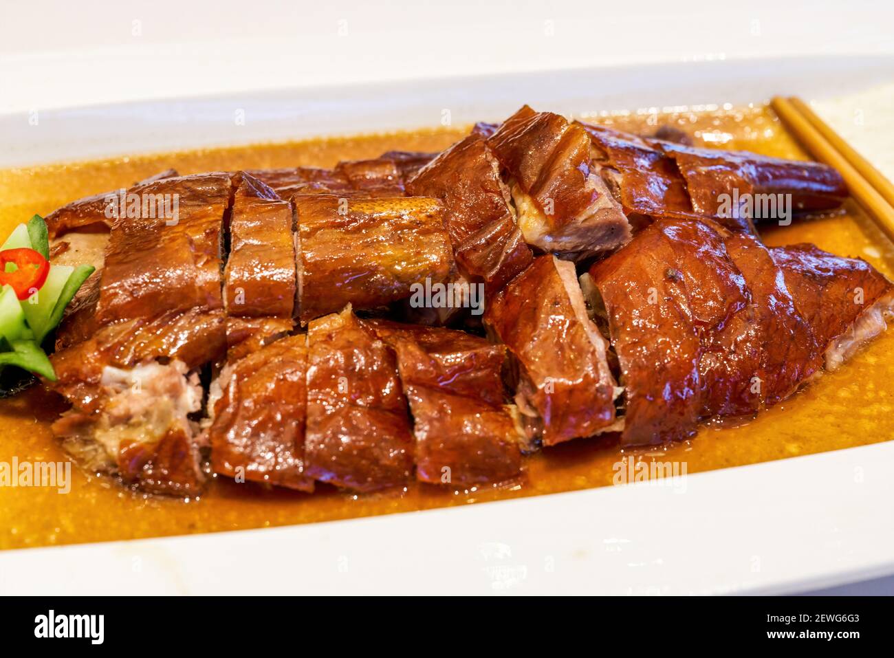 Una classica cucina cantonese Cinese, oca arrosto, delicatezza di carne arrosto Foto Stock