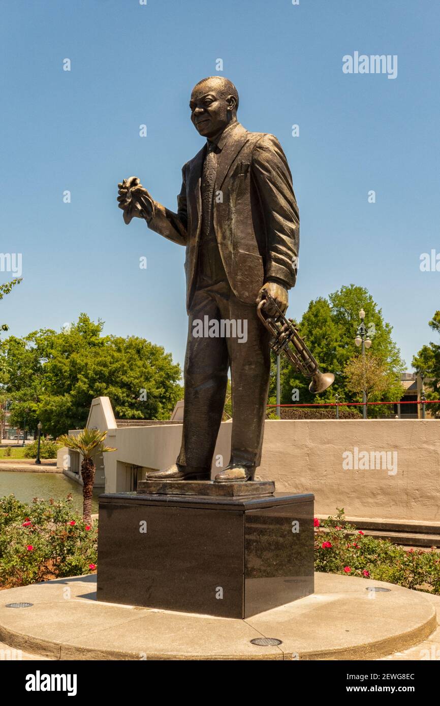 Statua di Louis Armstrong nel parco di New Orleans Foto Stock