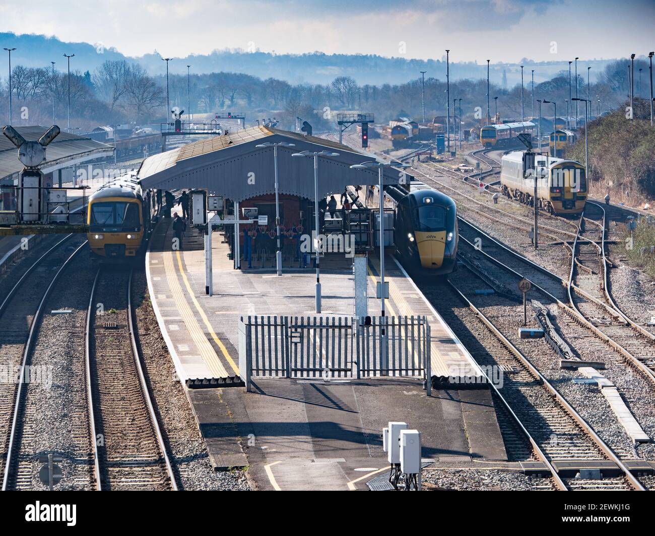 Stazione di Westbury in Wiltshire, Inghilterra, Regno Unito. Foto Stock