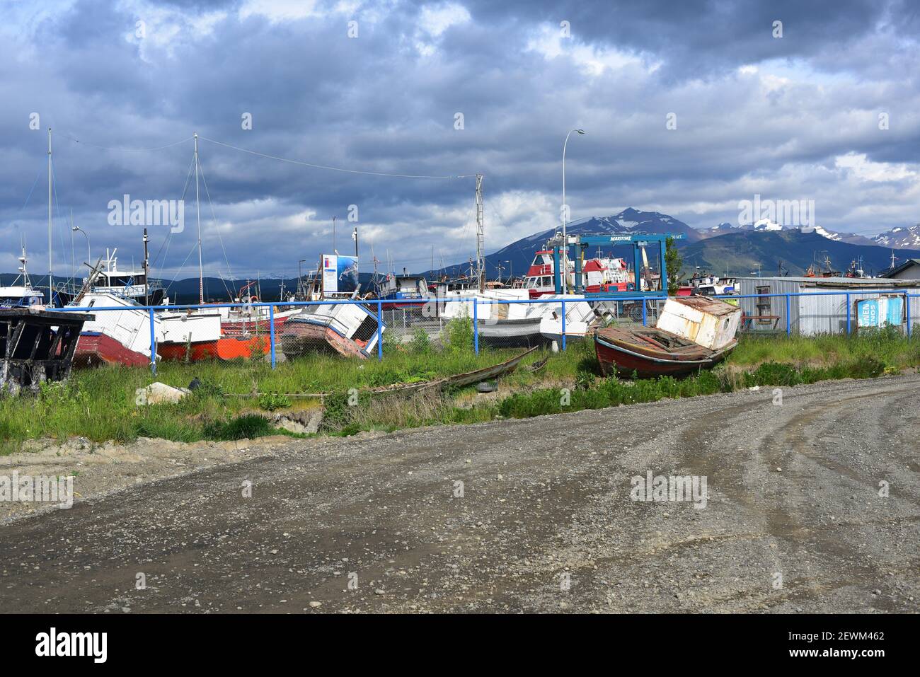 Porto di Puerto Natales. Provincia de ultima speranza, Magallanes y Antartica Chilena. Foto Stock