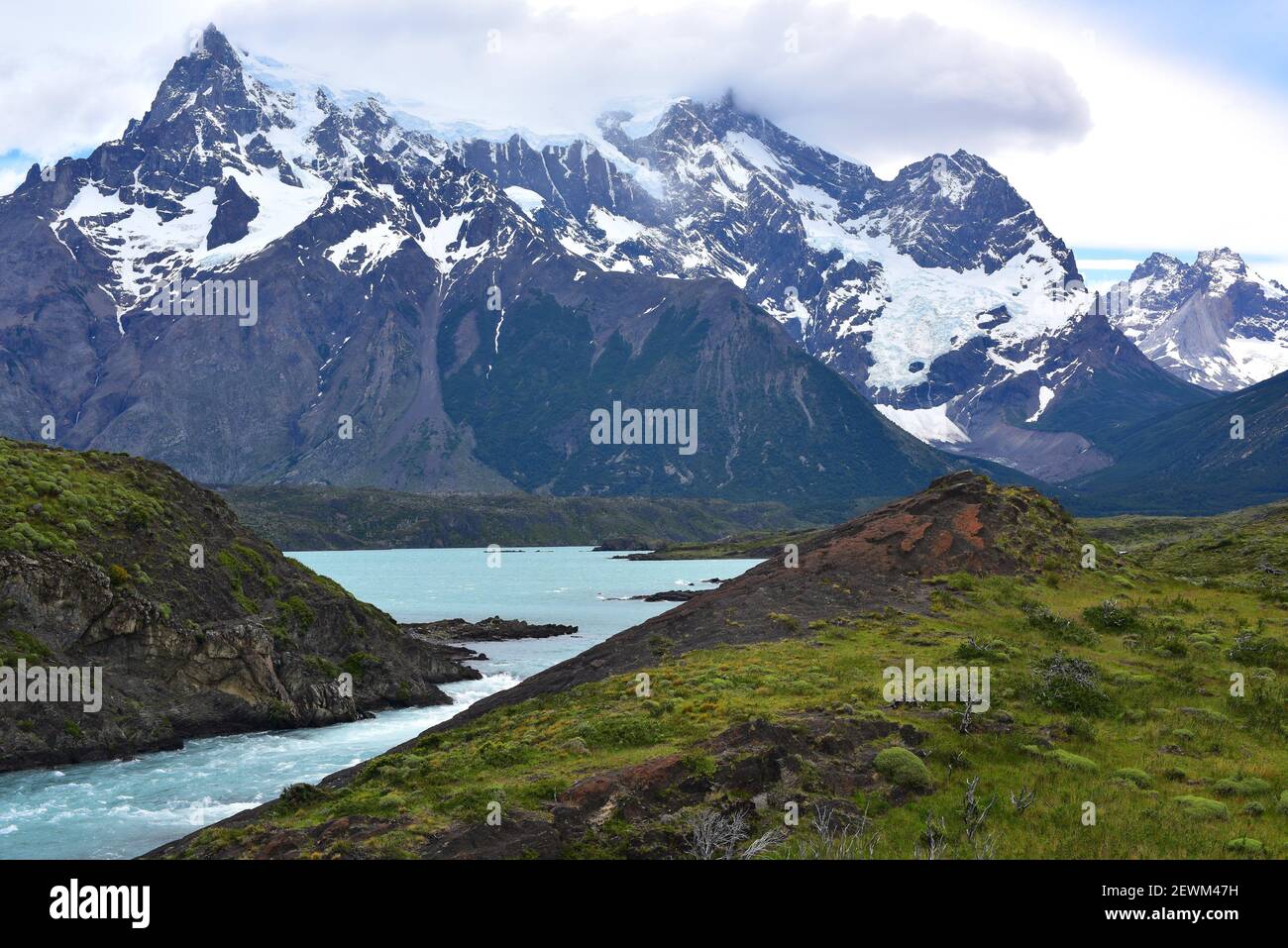 Parco Nazionale Torres del Paine. Ghiacciai e fiume Paine. Provincia de ultima speranza, Magallanes y Antartica Chilena. Foto Stock