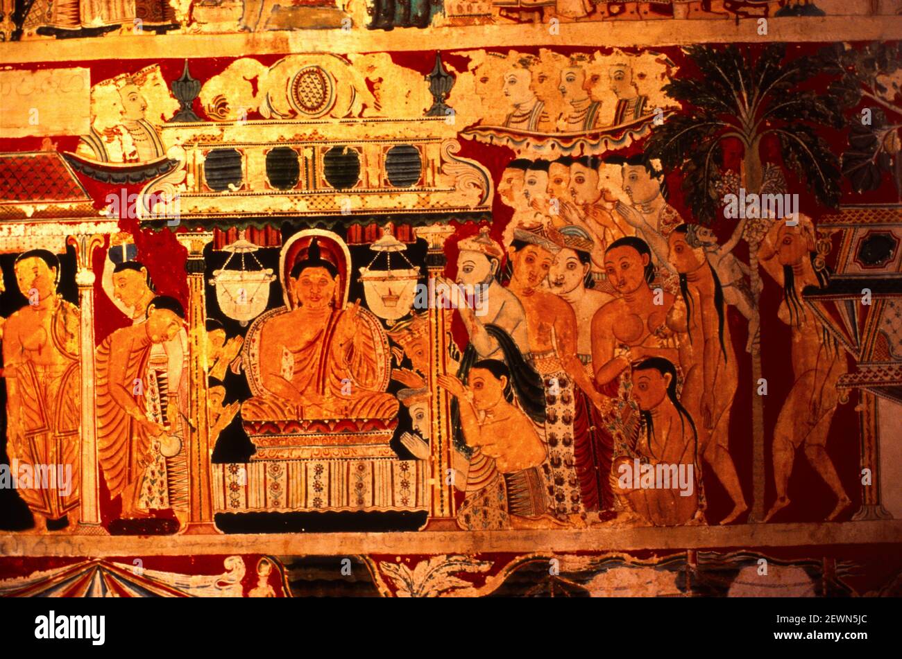 Kataluwa Rajamaha Vihara angolo NE, parete est esterno, storia di Patachara, stile Lowland, periodo inglese c. 1886, Sri Lanka Foto Stock