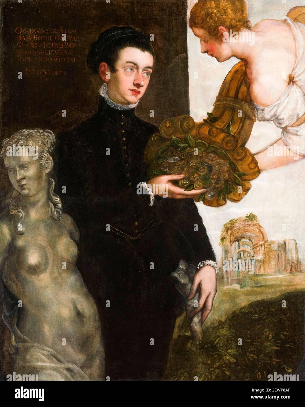 Jacopo Tintoretto, Ritratto di Ottavio strada (1549/50-1612), all'età di 18 anni, Goldsmith, designer, miniatore e antiquario, pittura, 1567 Foto Stock