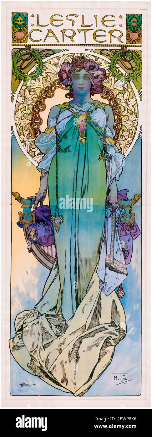 Alphonse Mucha poster: Leslie carter (1857-1937), American Silent Film and Stage attrice as 'Kassa', 1908 Foto Stock