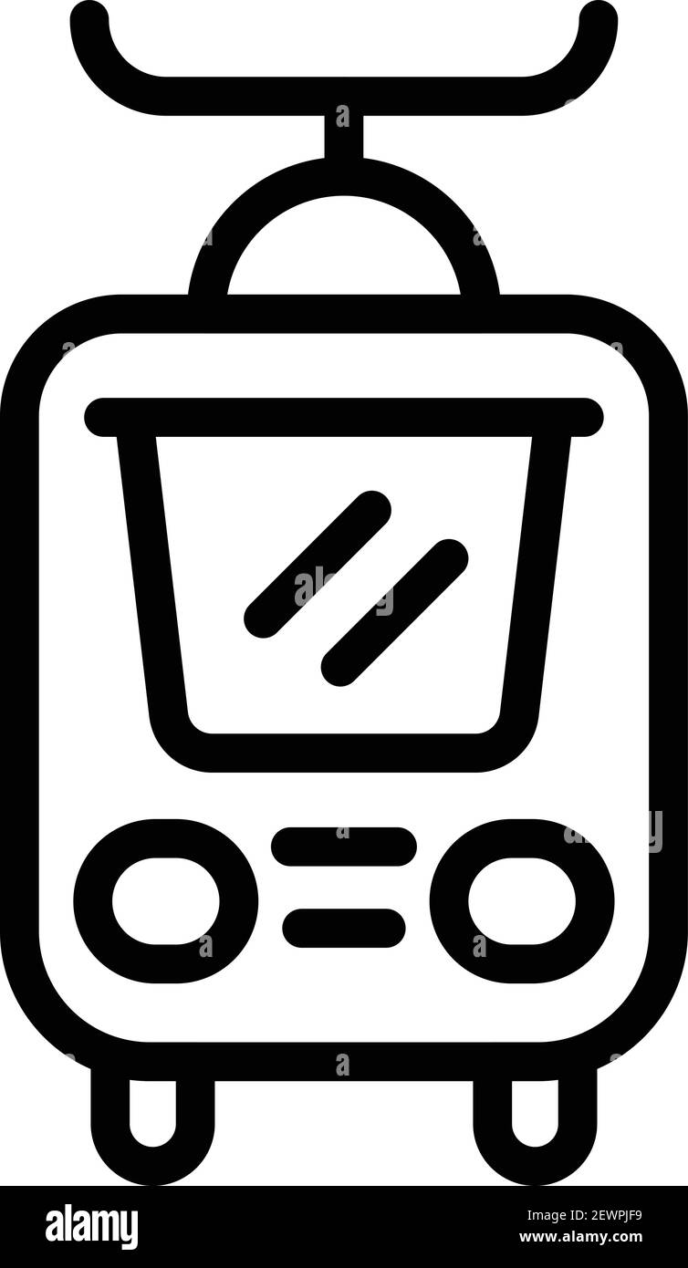 Icona del tram. Icona vettoriale del tram di contorno per il web design isolato su sfondo bianco Illustrazione Vettoriale