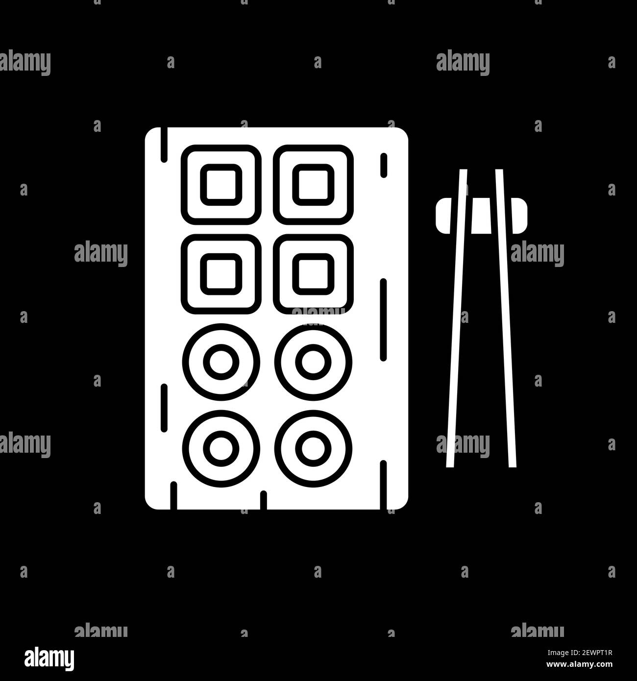Icona del glifo della modalità scura del sushi Illustrazione Vettoriale