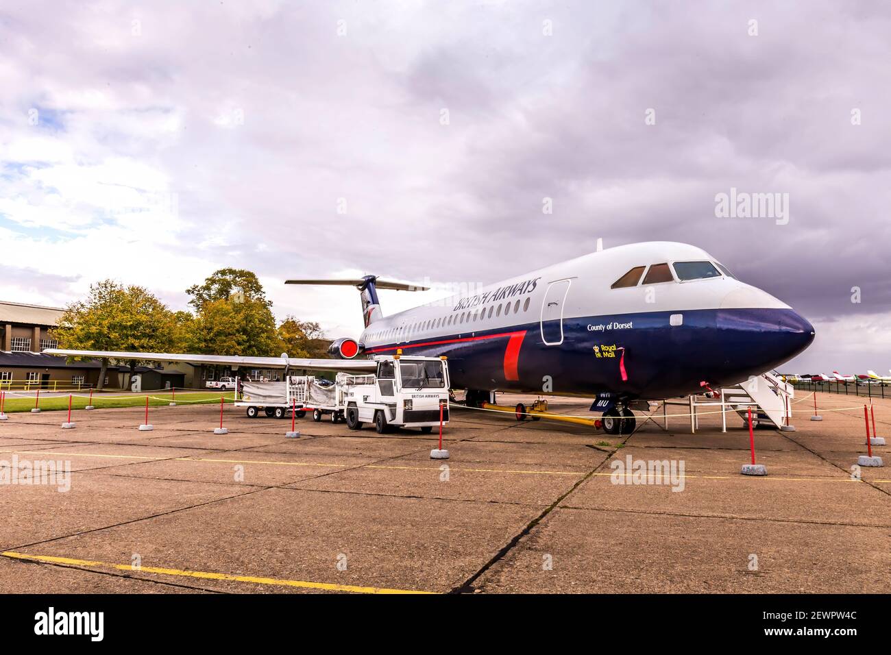 BAC 111 sul hardstand presso l'Imperial War Museum, Duxford, Cambridgeshire, Inghilterra Regno Unito. Noto anche come BAC One-Eleven e BAC 1-11 Foto Stock