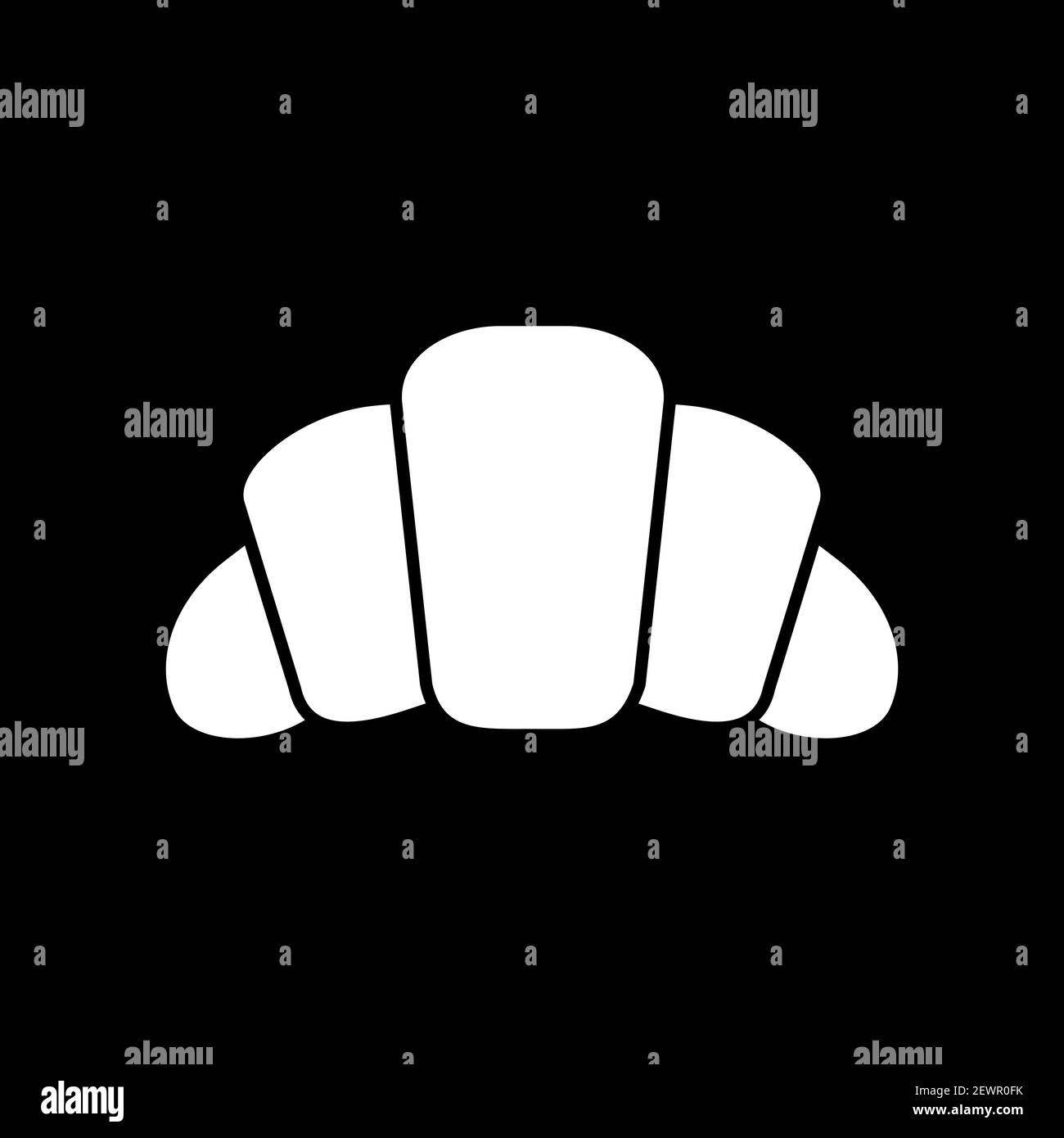 Icona a forma di glifo croissant in modalità scura Illustrazione Vettoriale