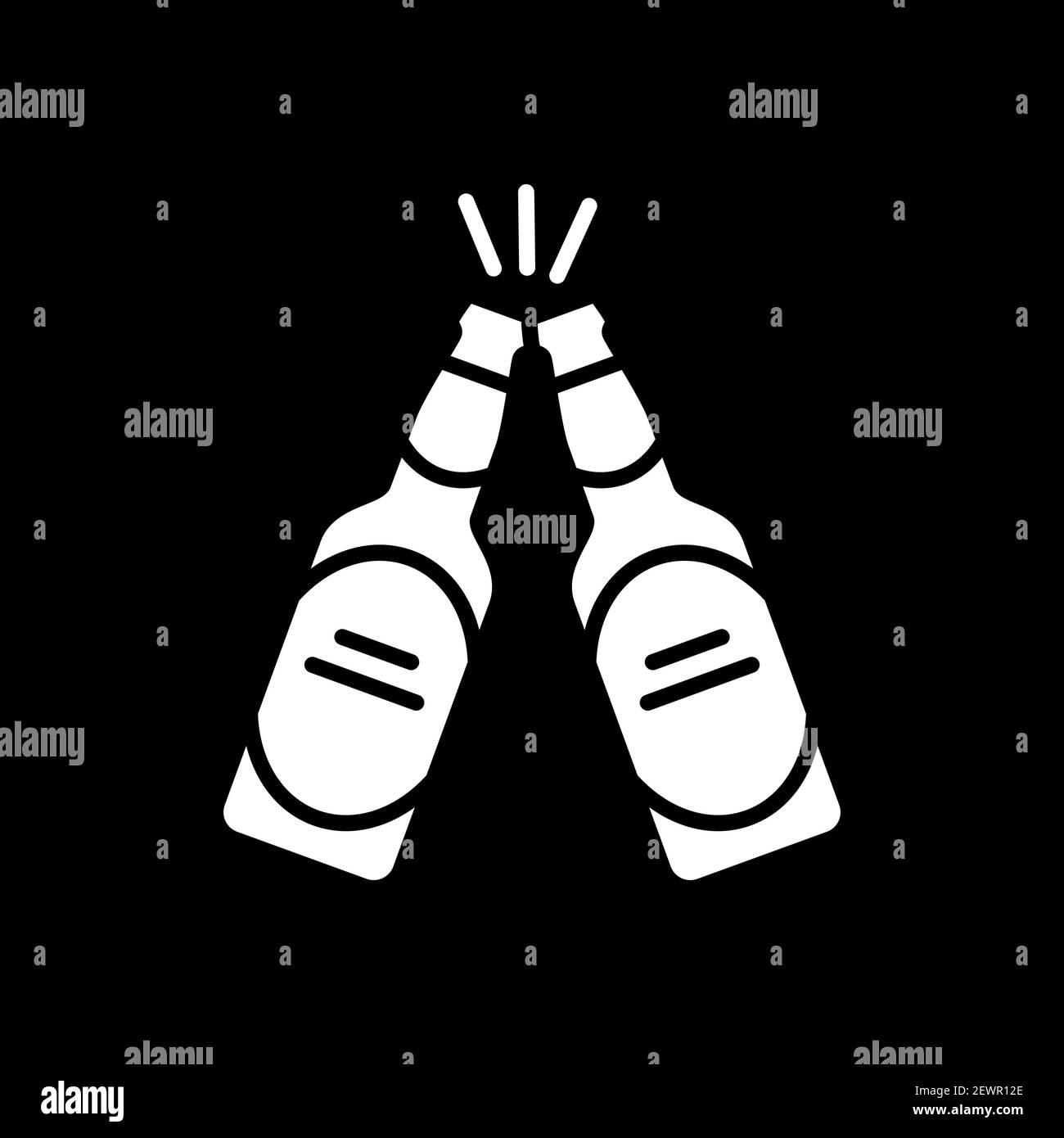 Brance con le bottiglie di birra scuro modalità glifo icona Illustrazione Vettoriale