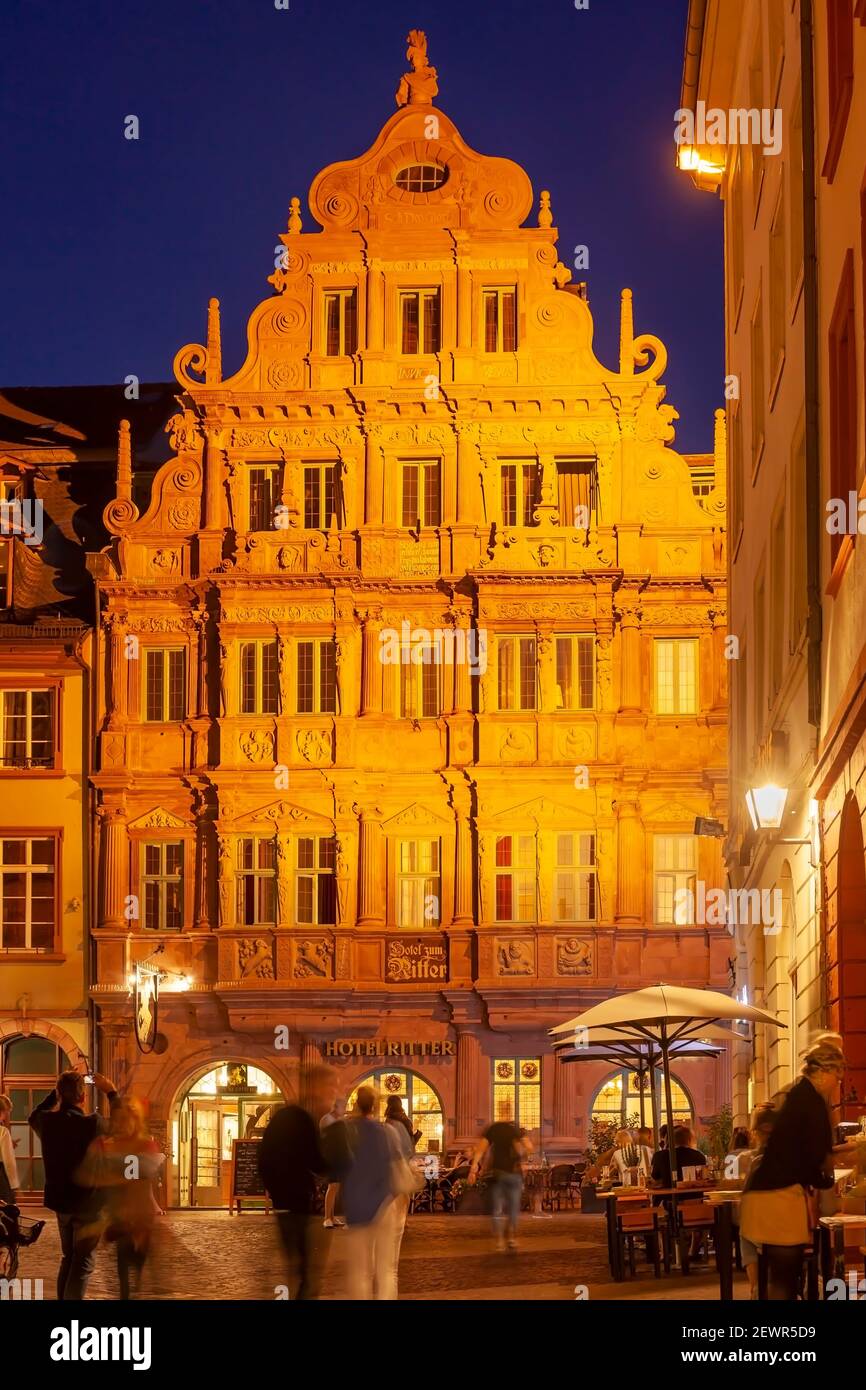 Storico Hotel Ritter nel centro storico di Heidelberg, Baden-Württemberg, Germania Foto Stock