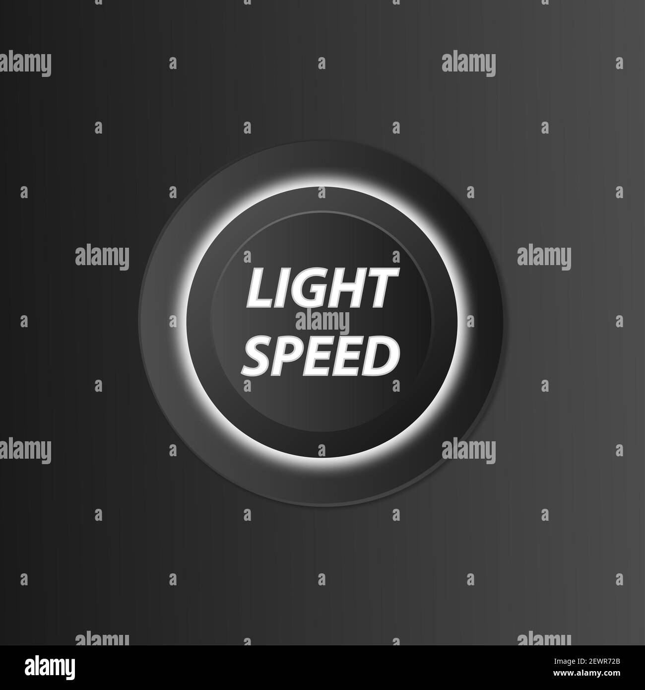 VAI pulsante di accensione in vividi colori elettrici verde e blu. Effetto 3D in vettoriale, jpg ed EPS10. Foto Stock