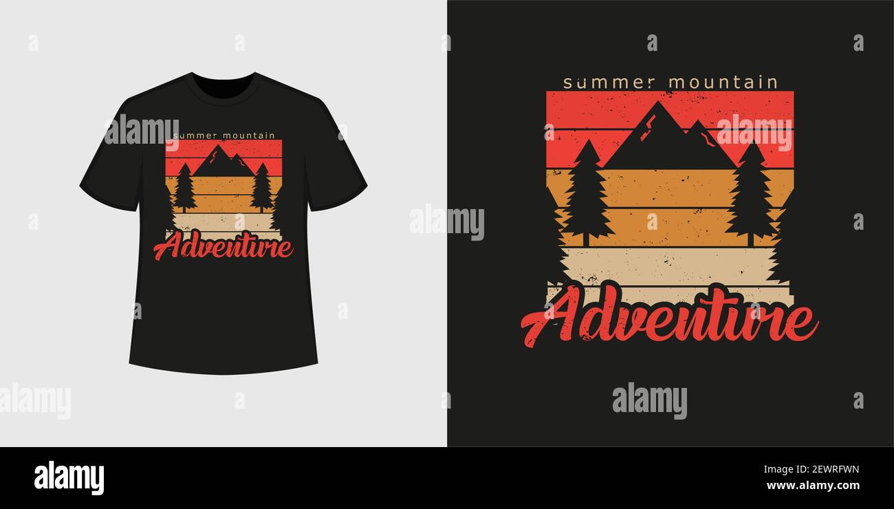Estate avventura in montagna t shirt stile e design di abbigliamento alla  moda con silhouette di alberi e montagne, tipografia, stampa, illustrazione  vettoriale Foto stock - Alamy
