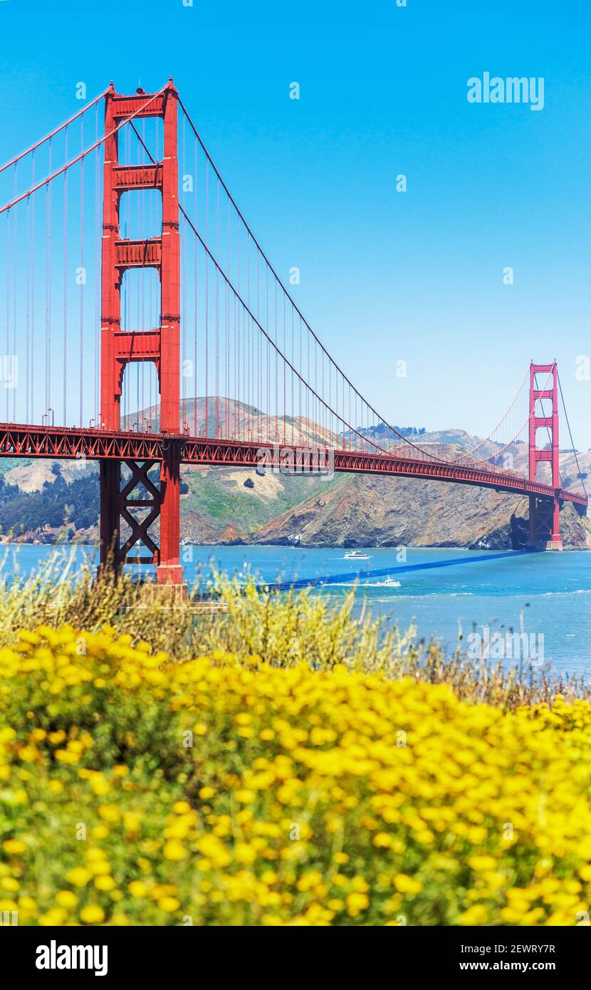 Vista del Golden Gate Bridge, San Francisco, California, Stati Uniti d'America, Nord America Foto Stock