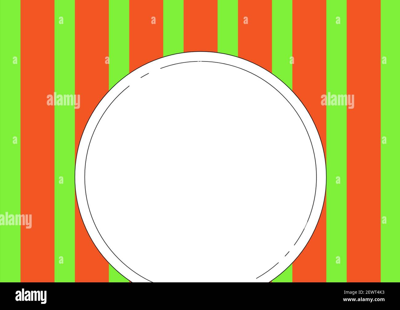 Cornice bianca rotonda su strisce rosse e verdi Foto Stock