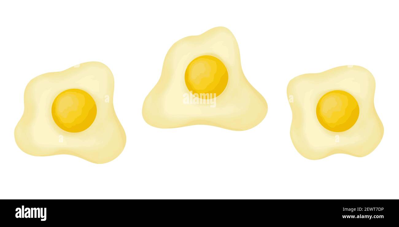 illustrazione vettoriale delle uova fritte strapazzate per la ricetta del menu di un'ecologa fattoria. uova disegnate a mano in stile cartoon piano. allegro e colorato sano cibo sano prima colazione brunch pranzo cena concetto. Illustrazione Vettoriale