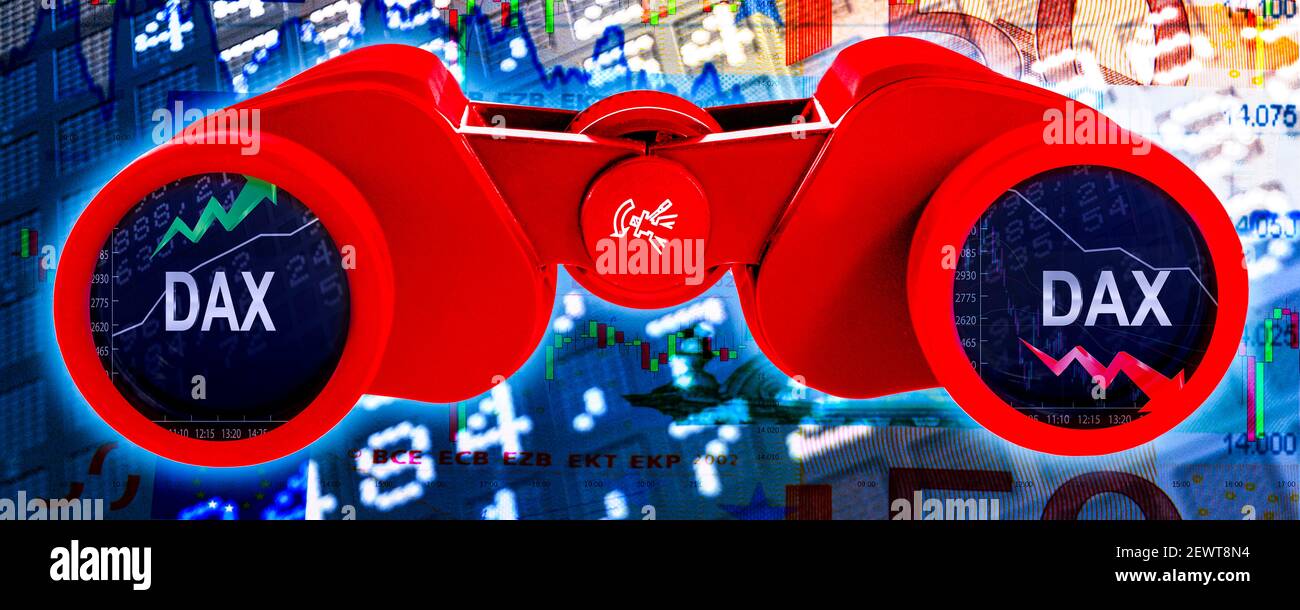 Börse DAX rotes Fernglas Konzept symbolisch Banner Foto Stock