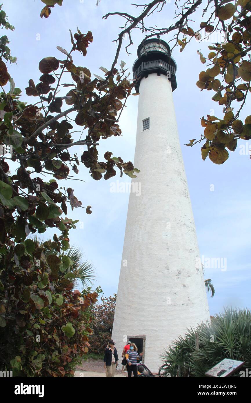 Key Biscayne, FL, Stati Uniti. Il Cape Florida Light nel Bill Baggs Cape Florida state Park. Foto Stock