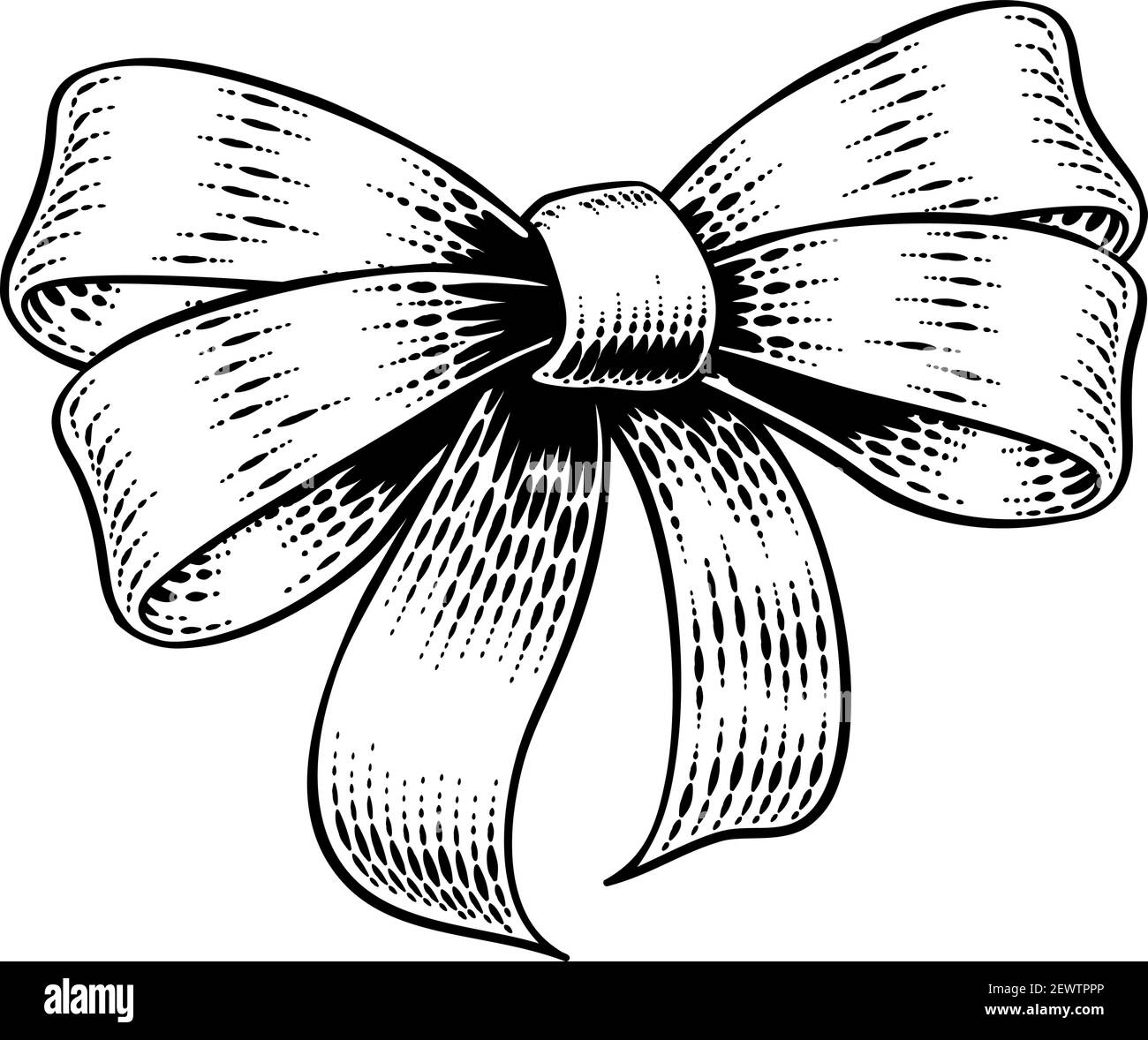 Bow Gift Ribbon vintage Woodcut Engraving Style Illustrazione Vettoriale