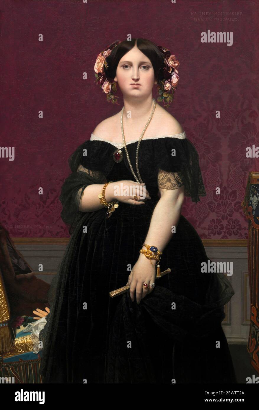 Ingres. Madame Moitessier di Jean-Auguste-Dominique Ingres (1780-1867), olio su tela, 1851 Foto Stock