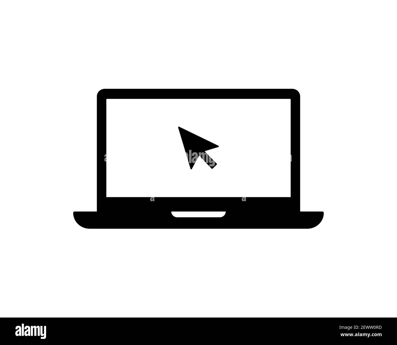 Icona vettore laptop. Computer con il simbolo del puntatore del mouse isolato su sfondo bianco Vector EPS 10 Illustrazione Vettoriale