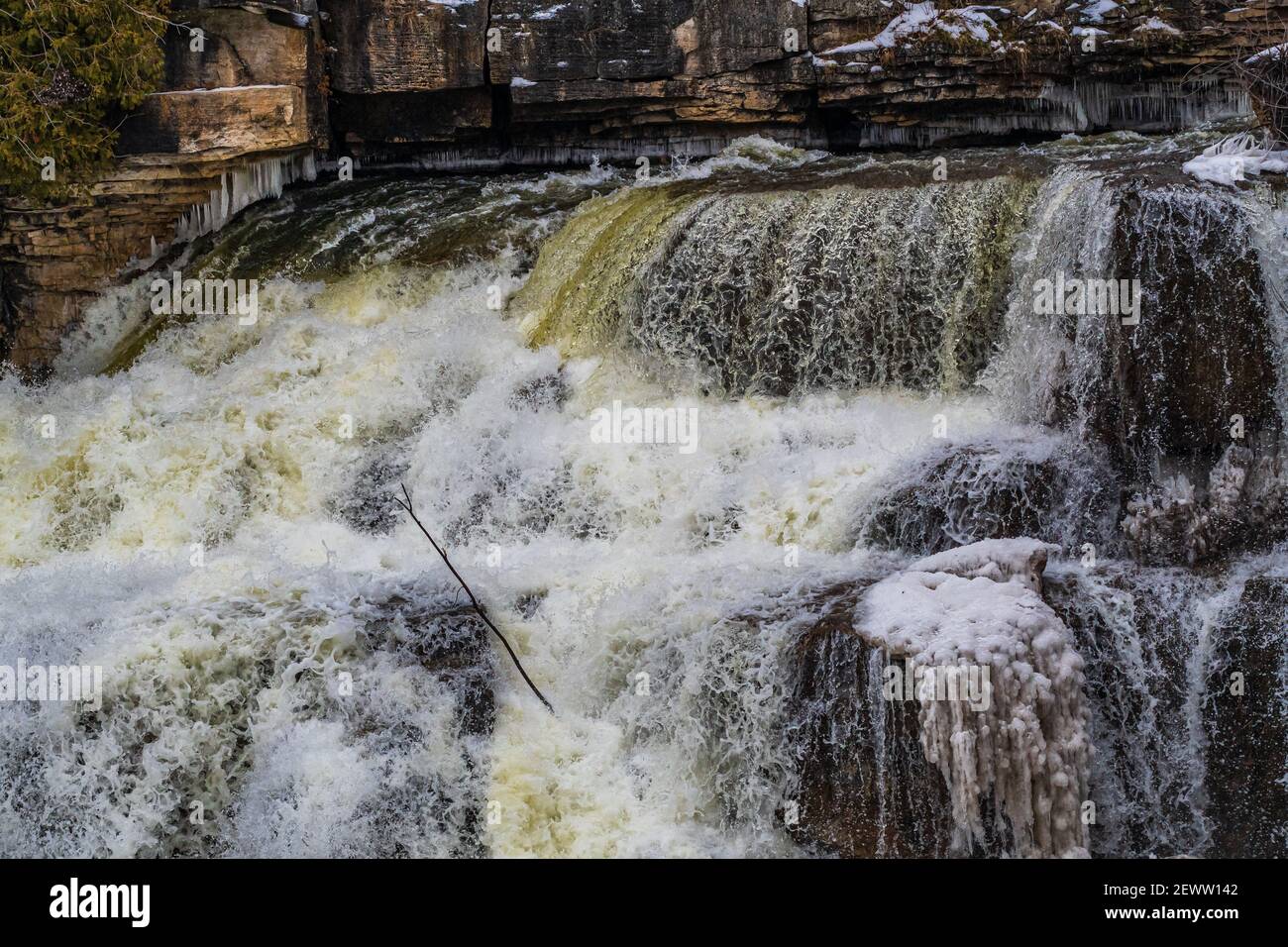 Area di conservazione di Gray Sauble Niagara Escarpment Owen Sound Ontario Canada Con Jones e Inglis Falls in inverno Foto Stock