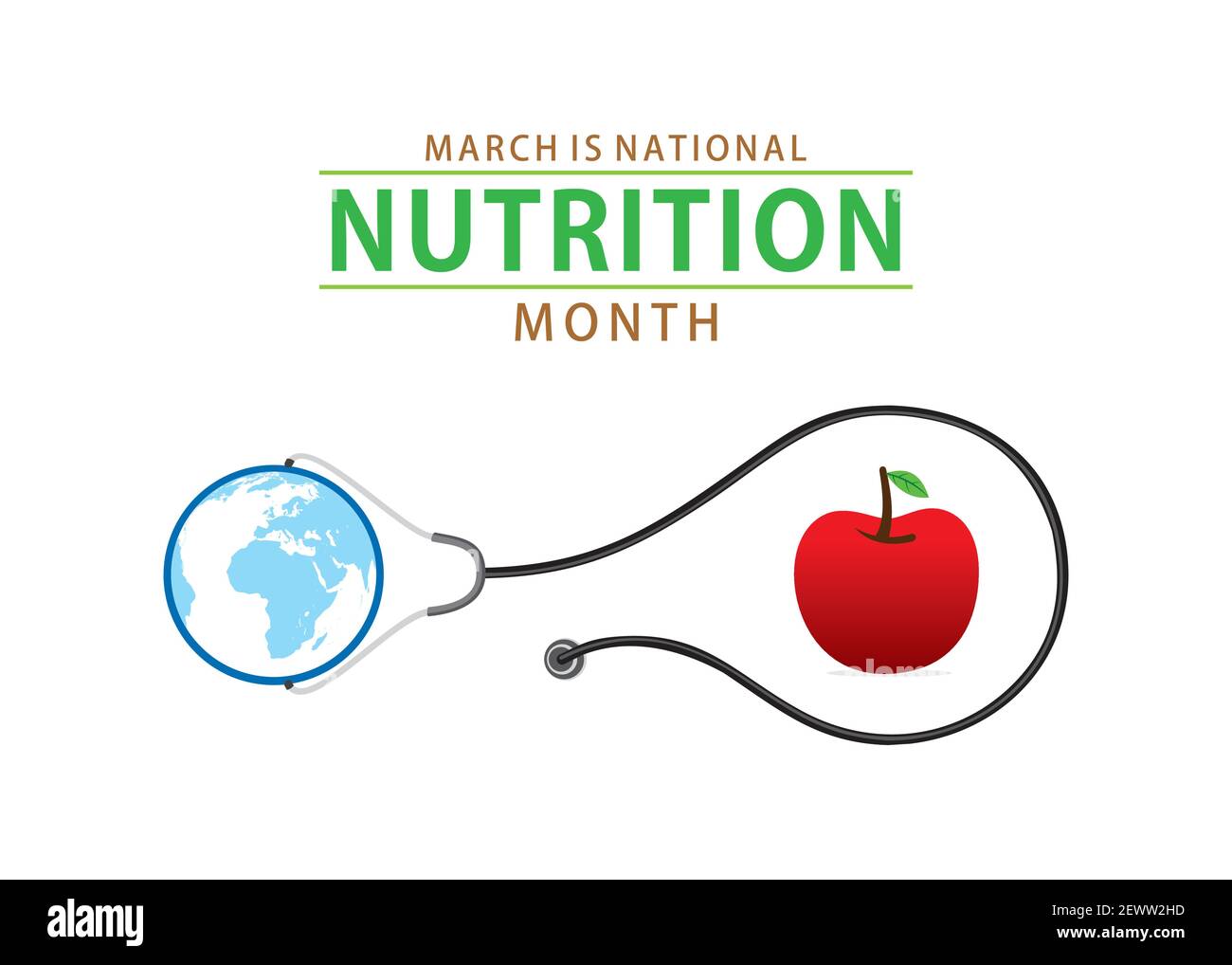 illustrazione vettoriale del progetto di concetto del mese della nutrizione nazionale Illustrazione Vettoriale