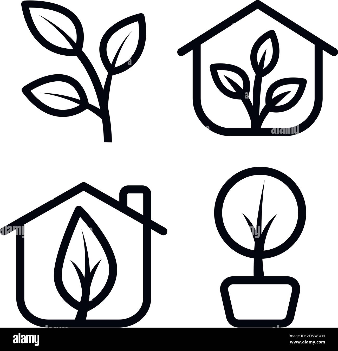 Set di icone a effetto serra. Contorno insieme di icone vettoriali a effetto serra isolate su sfondo bianco Illustrazione Vettoriale