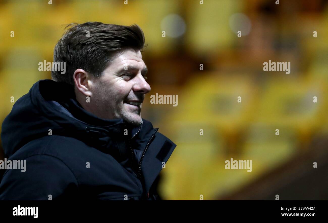 Steven Gerrard, manager dei Rangers, dopo la partita di premiership scozzese allo stadio Almondvale di Livingston. Data immagine: Mercoledì 3 marzo 2021. Foto Stock