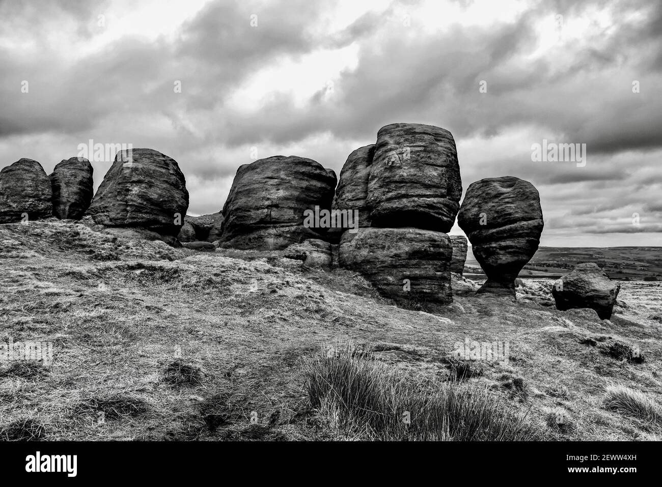 I Bridestones su Bride Stones Moor. Foto Stock