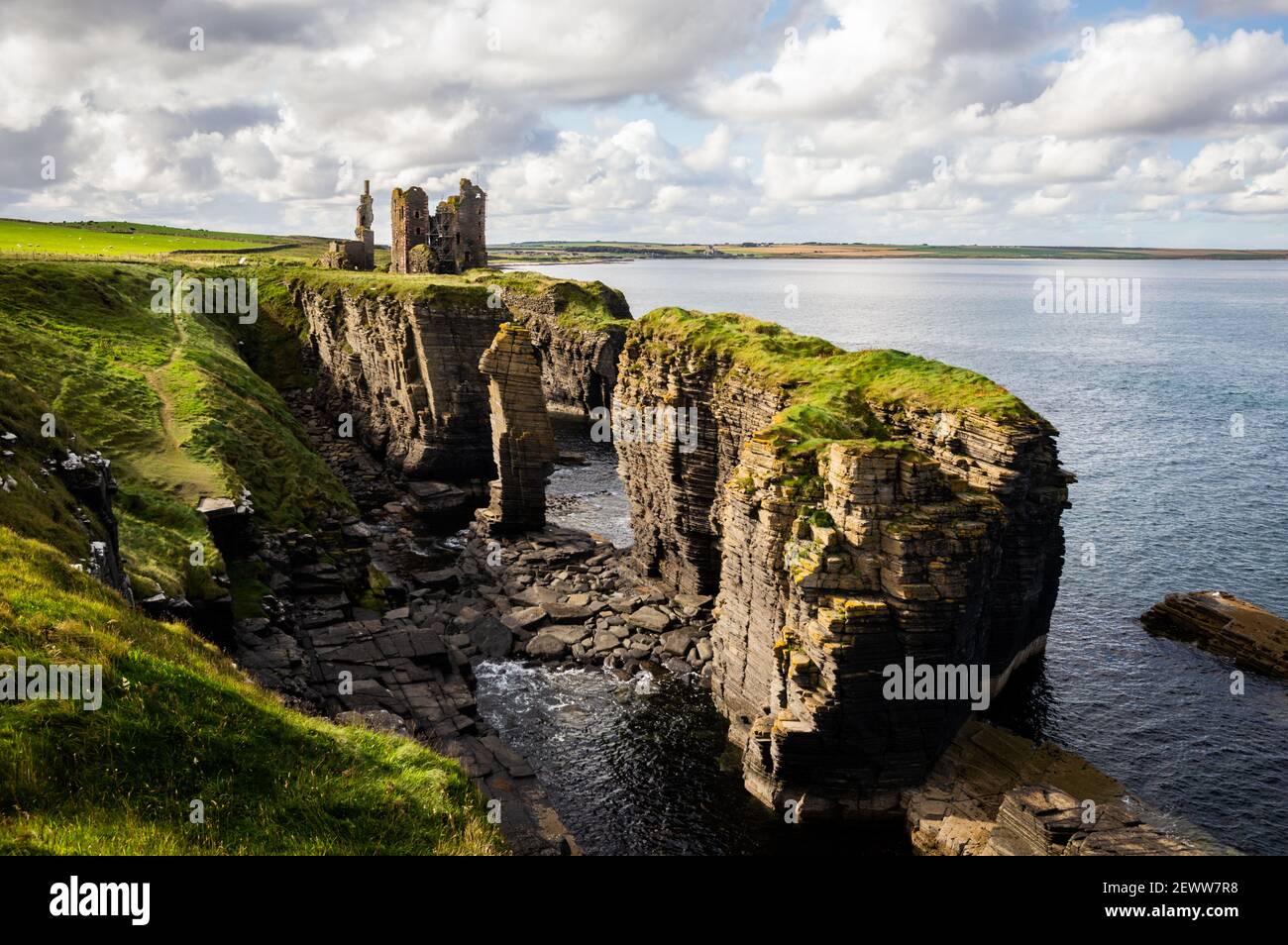 Castello Sinclair, Girnigoe, Scozia nord-orientale Foto Stock