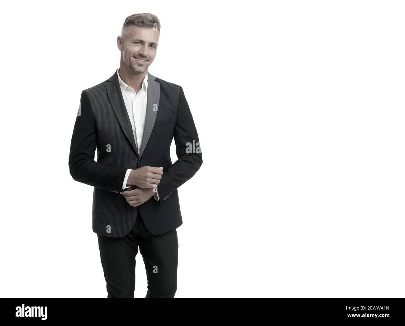 Formale è sempre una scelta intelligente. Senior manager in abbigliamento da formalwear. Stile formale. Collare bianco. Bachelor moda. Abbigliamento professionale. Outfit per ufficio. Abbigliamento da lavoro. Abbigliamento da uomo alla moda, spazio per la copia. Foto Stock