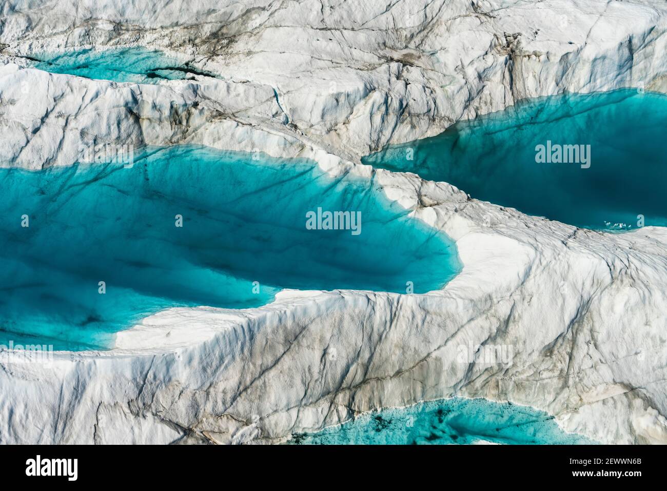 Lago glaciale situato sul ghiacciaio nella riserva del Parco Nazionale di Kluane Foto Stock